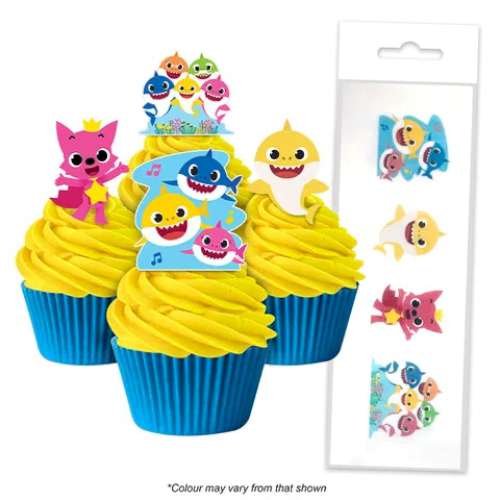 Edible Wafer Paper Cupcake Decorations - Baby Shark - Click Image to Close